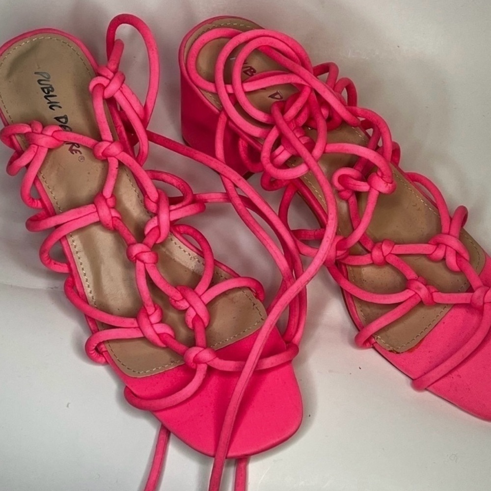 Public Desire Pink Strappy Women's Sandals